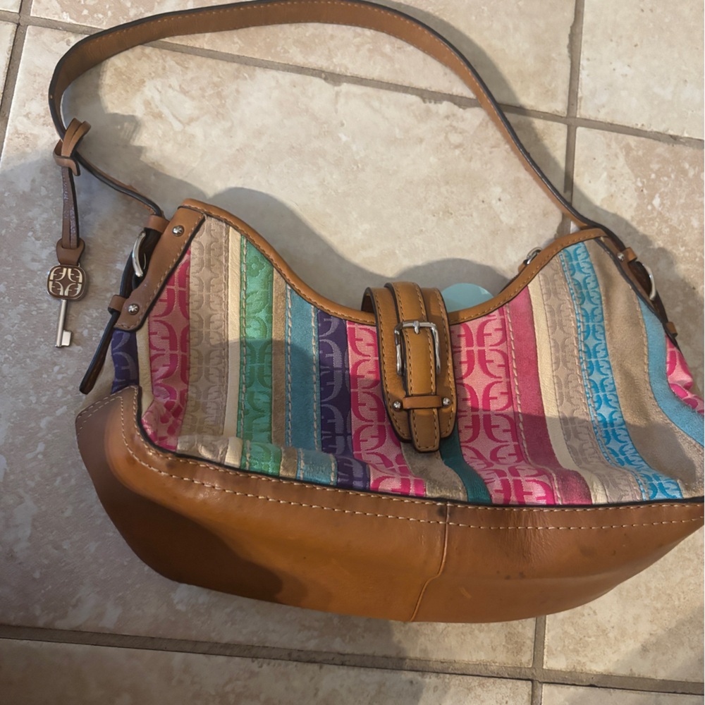Vintage Fossil Colourful Striped Women's Bag
